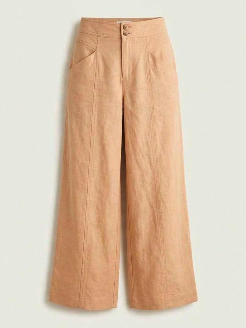 Modern Citizen Amelia Contrast-Stitch Taupe Wide-Leg Pants - M